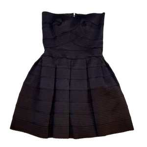 Finesse Black Textured Strapless Mini‎ Dress Small